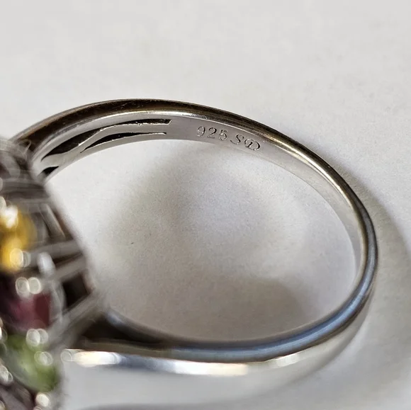 Genuine Ethiopian Opal & Multicolor Tourmaline Ring Sterling Silver Size 10! ✨️ - Picture 8 of 9